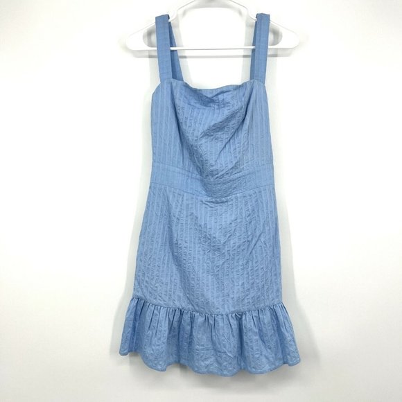 Sage The Label Dress Infinity Mini Blue Striped Sleeveless Ruffle - Picture 3 of 12